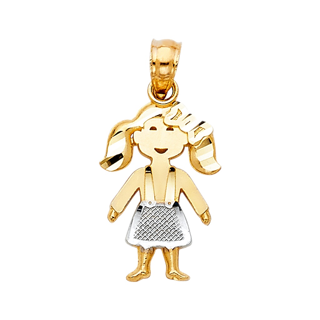 14k Two Tone Girl Pendant